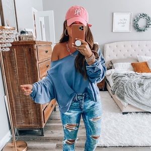 AERIE off the shoulder boxy sweatshirt